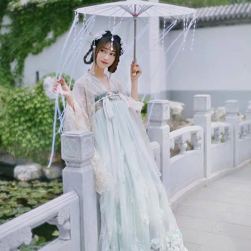 孙雀姬汉服女齐胸襦裙中国风古风学生超仙薄纱淡雅清新仙女古装