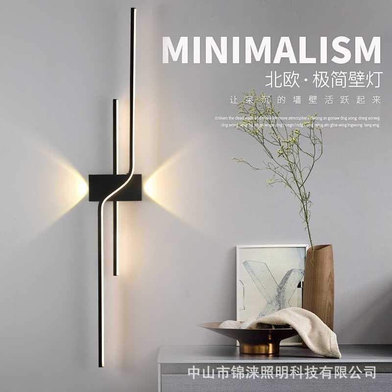 极简长条壁灯客厅格栅线性电视背景墙壁灯简约卧室床头酒店墙壁灯