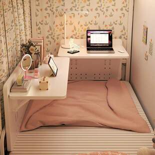 宿舍床上书桌寝室器大学生上铺侧边折叠学习小桌下铺悬空电脑桌