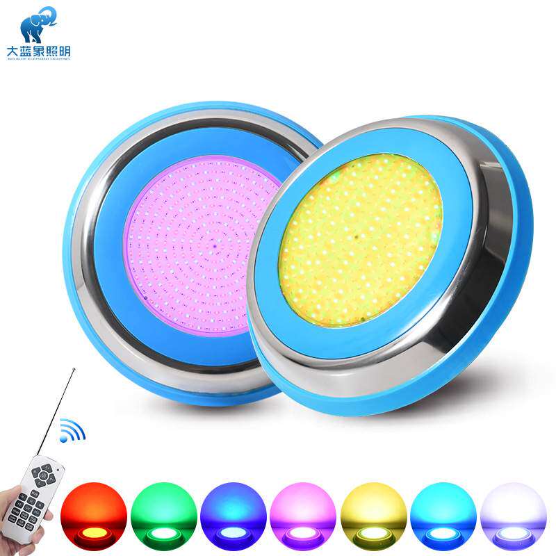 12v低压不锈钢泳池灯树脂灌胶防水IP68水下灯壁挂式LED七彩水底灯