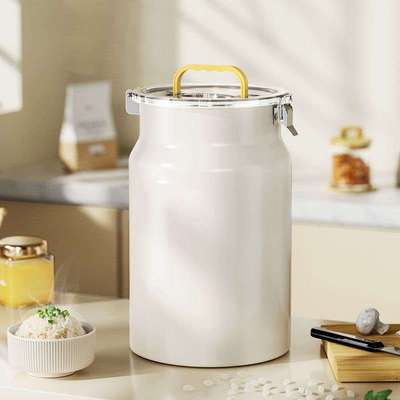 防潮米桶防虫密封不锈钢装米缸家用加厚20斤面粉宠物粮食储存罐