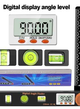 4in1橙色头数显角度尺水平尺万向水准仪木工角度尺多用途数显量具