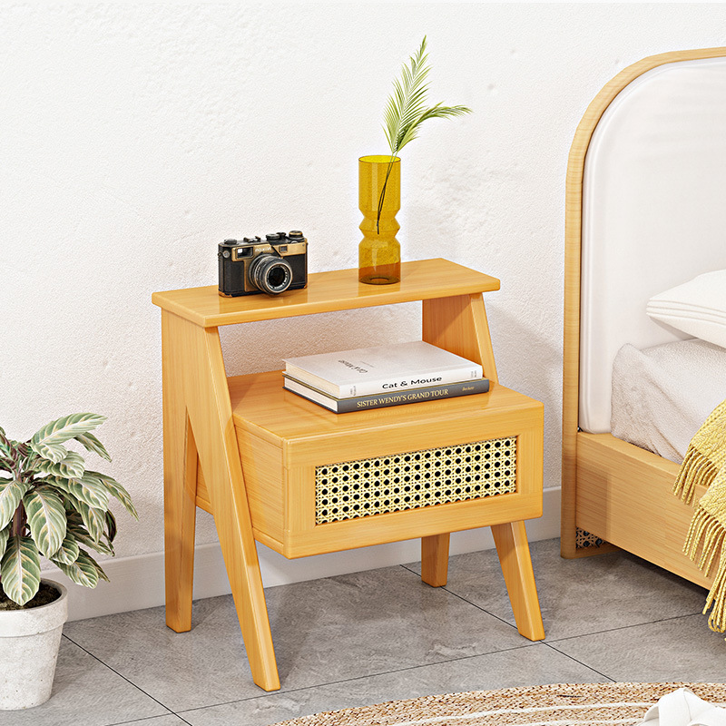 简约现代极窄床头柜奶油风收纳小型实木轻奢感多功能沙发边柜