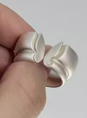 S925纯银磨砂切片蝴蝶戒指指环复古小众设计轻奢高级感雾面食指戒