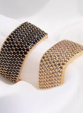 镶满夸张时尚风风潮流跨境锆宽版方形女冷淡设计戒指微戒指ins