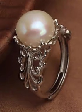 天然大小纯银调节开口通体珍珠