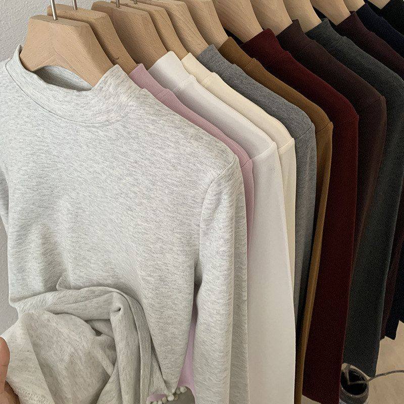 基础款显瘦抓绒欧玛莱小正肩打底衫修身T恤 立领内里纯色长袖5514,女装/女士精品,T恤,淘宝优惠券,粉丝福利购,淘宝优惠卷