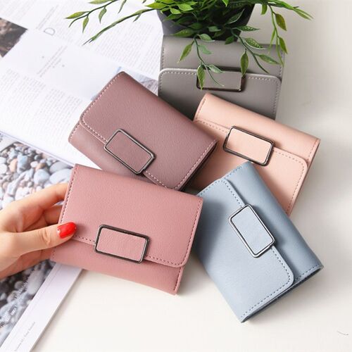 Wallet Women's Short Square Fashion girls Wallet Solid bag