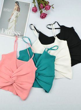 Summer sexy chest hugging slim knit tank top women's tank