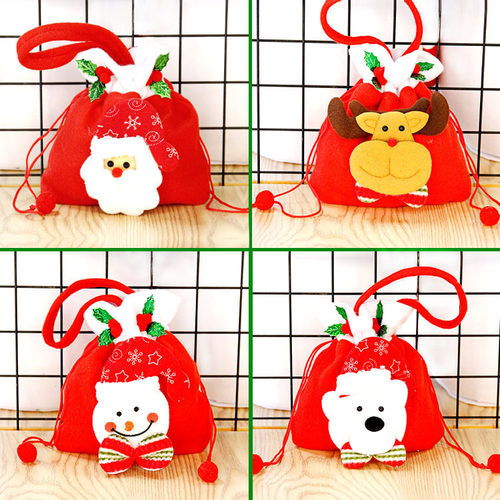 Christmas fleece cloth bag customer gift candy packaging bag