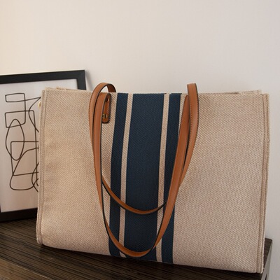 Retro cotton and linen single shoulder crossbody laptop bag