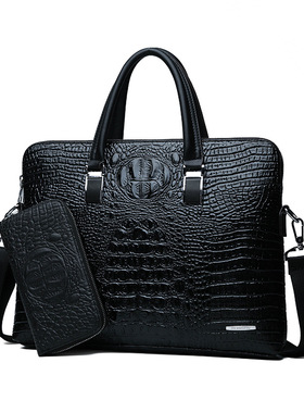 New men's bag with large capacity crocodile pattern handbag