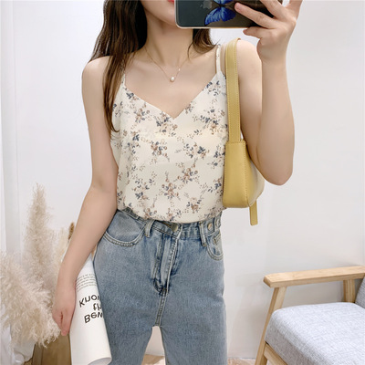 New floral camisole women's summer, V-neck double vest top