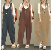 Plus women Size casual Summer overalls Ladies pants jumpsuit