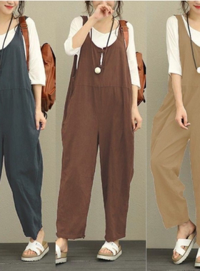 Summer Plus Size Ladies casual pants overalls women jumpsuit