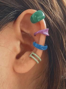 Earbone personality girl color no pierced ear clip earrings