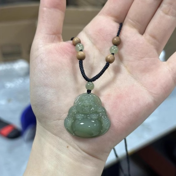 天然和田玉佛吊坠女玉石弥勒佛像佛公项链挂件玉佩玉坠晴水玉佛女
