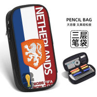 World Cup football pen case, primary school pencil box 2026 New Super popular stationery bag, junior high school student pen case, student stationery box, children's Internet celebrity bestseller, boys and girls, boys Argentina Messi team logo thumbnail 5