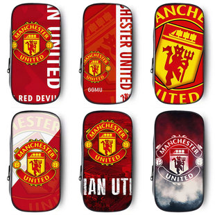 曼联队徽笔袋小学生文具盒初中生铅笔盒笔盒男童男孩子男孩款男生周边足球明星c罗英超文具袋B费铅笔袋大容量