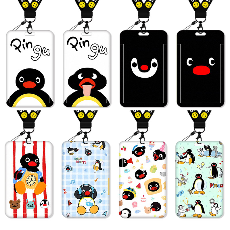 pingu企鹅卡套高颜值ins风饭卡校园卡保护套公交卡学生水卡证件小卡片套工作证工牌证件套校牌挂绳可爱风周边