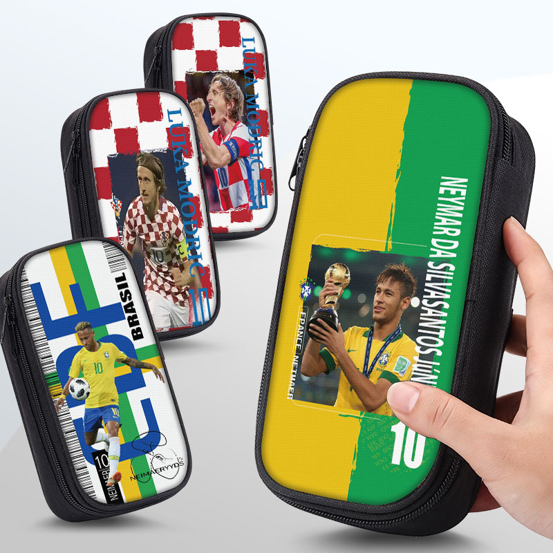 内马尔笔袋文具盒铅笔袋小学生初中生笔盒男孩子男生文具袋铅笔袋大容量男童儿童男孩款巴西队世界杯莫德里奇