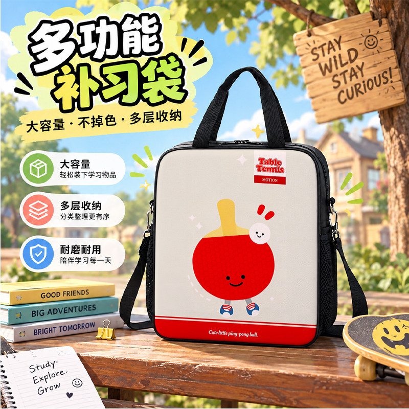 jellycat乒乓球羽毛球补习袋2026新款小学生作业手提袋女学生拎书袋初中生补课包轻便帆布包儿童美术袋手提包