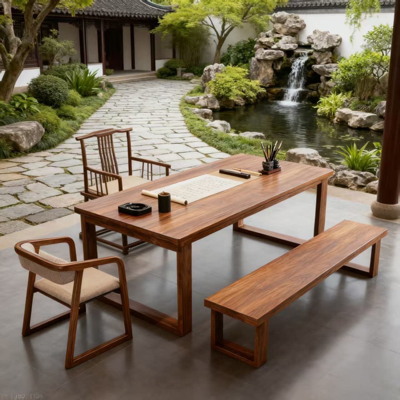 新中式实木茶桌椅组合家用客厅茶台松木大板桌现代简约