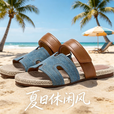 皇家百丽诗编织镂空女一字拖