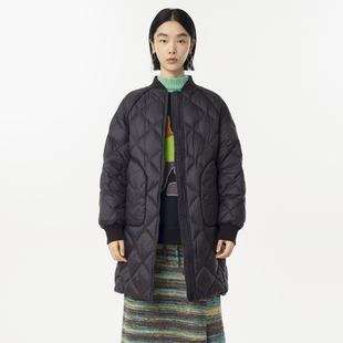 MOVEUP幻走2024冬季新款.FUN系列棒球领撞色罗纹中长款羽绒服女