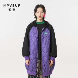 .FUN系列连帽撞色绣花设计师中长款 外套女 新款 MOVEUP幻走2023秋季