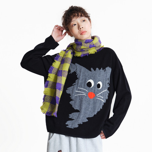 圆领、小猫图案、手感舒适