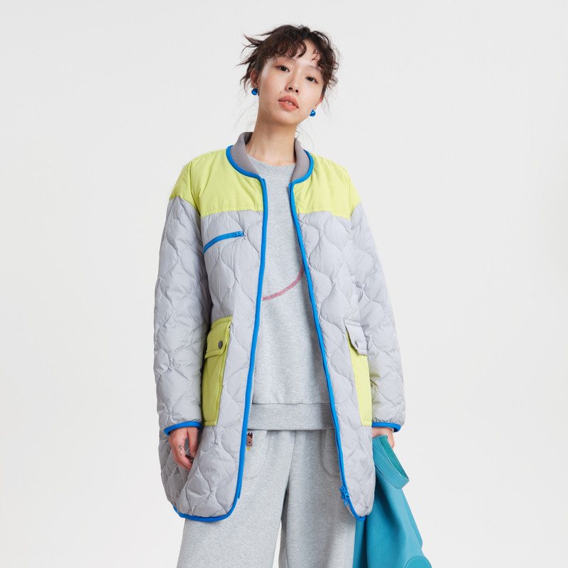 MOVEUP幻走2025冬季新款.FUN系列撞色拉链织带贴袋中长款羽绒服女,女装/女士精品,羽绒服,淘宝优惠券,粉丝福利购,淘宝优惠卷