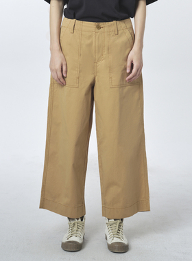 MOVEUP幻走2023春季新款.FUN系列纯棉大贴袋设计休闲直筒阔腿裤女