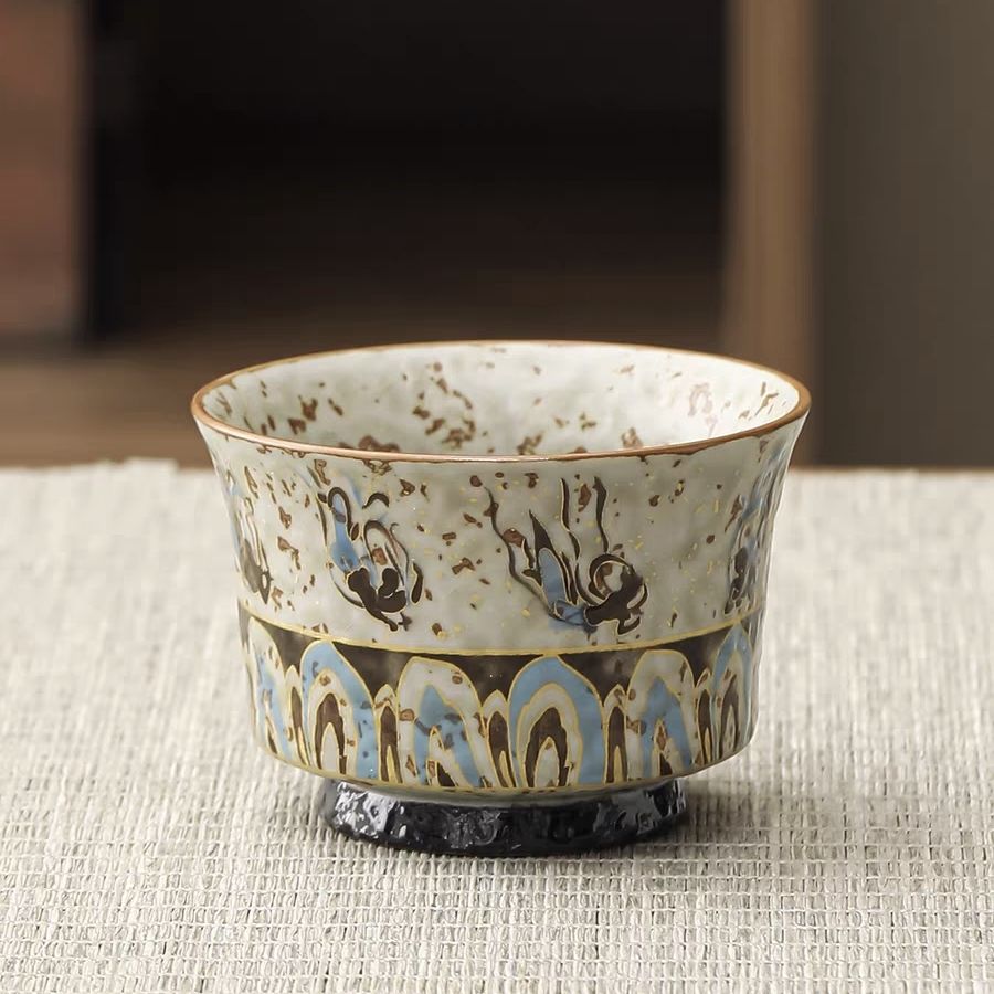 2026新款火石红陶瓷茶杯敦煌主人杯品茗杯子中式复古功夫茶具家用