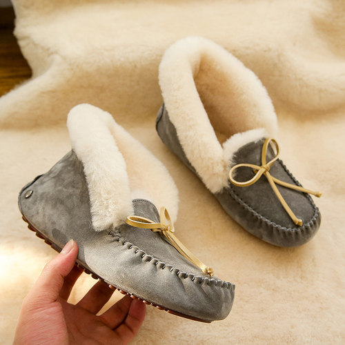 澳洲羊皮毛一体防滑厚底加绒保暖