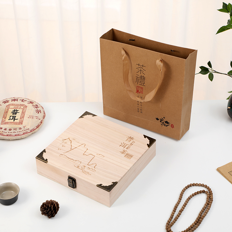 实木普洱茶盒礼盒定制图片