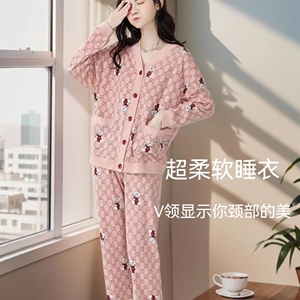 纯棉睡衣女高级加厚公主新款长袖女士家居服女春秋女款春季套装