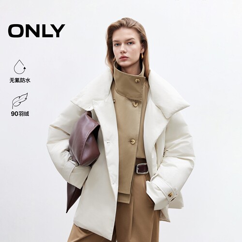 ONLY90白鸭绒摩登收腰绑带羽绒服