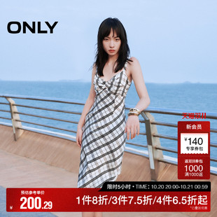 优雅气质中长款 时尚 夏季 开衩吊带连衣裙女 ONLY奥莱