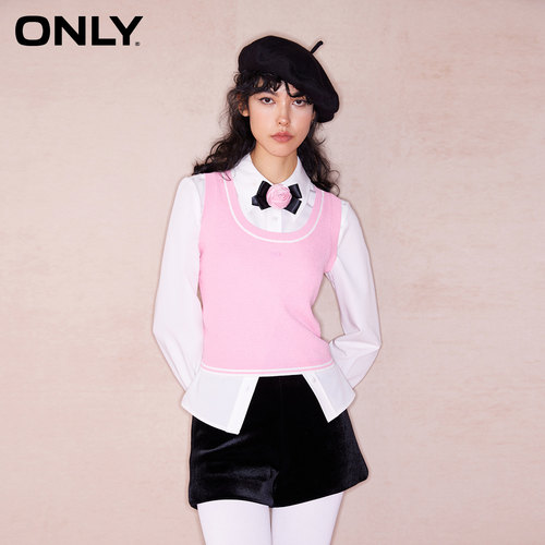 ONLYU领短款背心针织衫