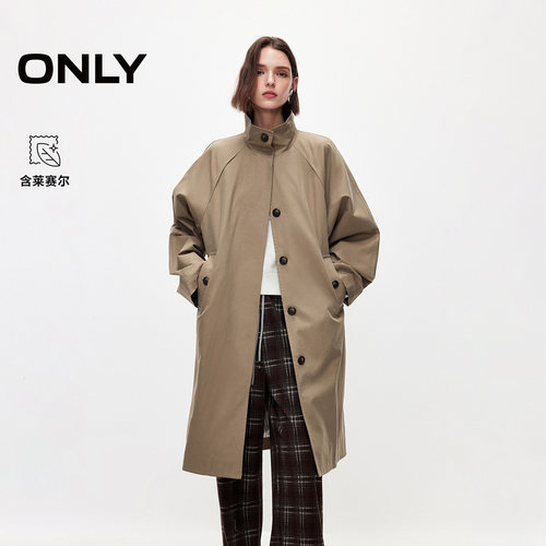 ONLY中长款挺括立领风衣外套