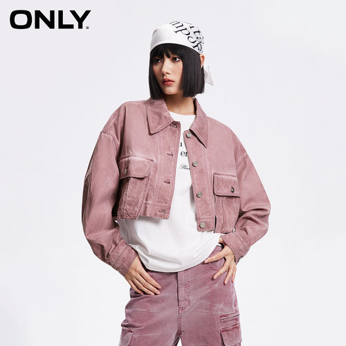 ONLY做旧水洗宽松短款外套