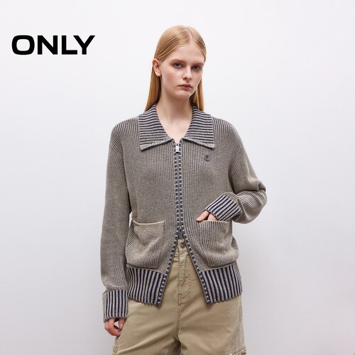 ONLY翻领宽松舒适开衫针织衫