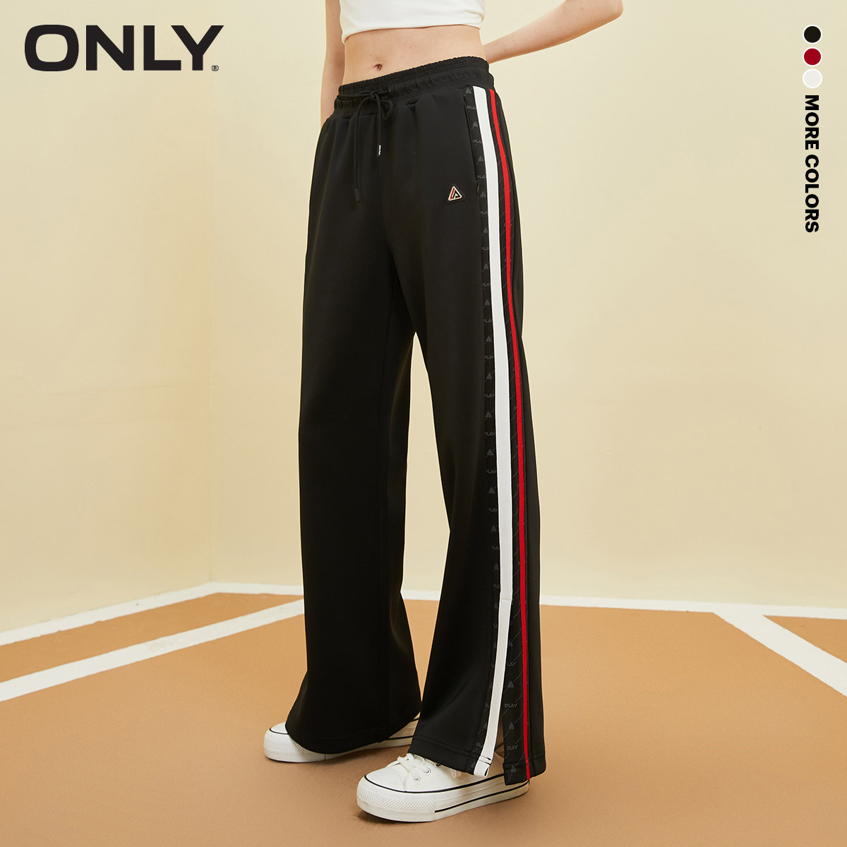 ONLY阔腿开叉长款休闲裤
