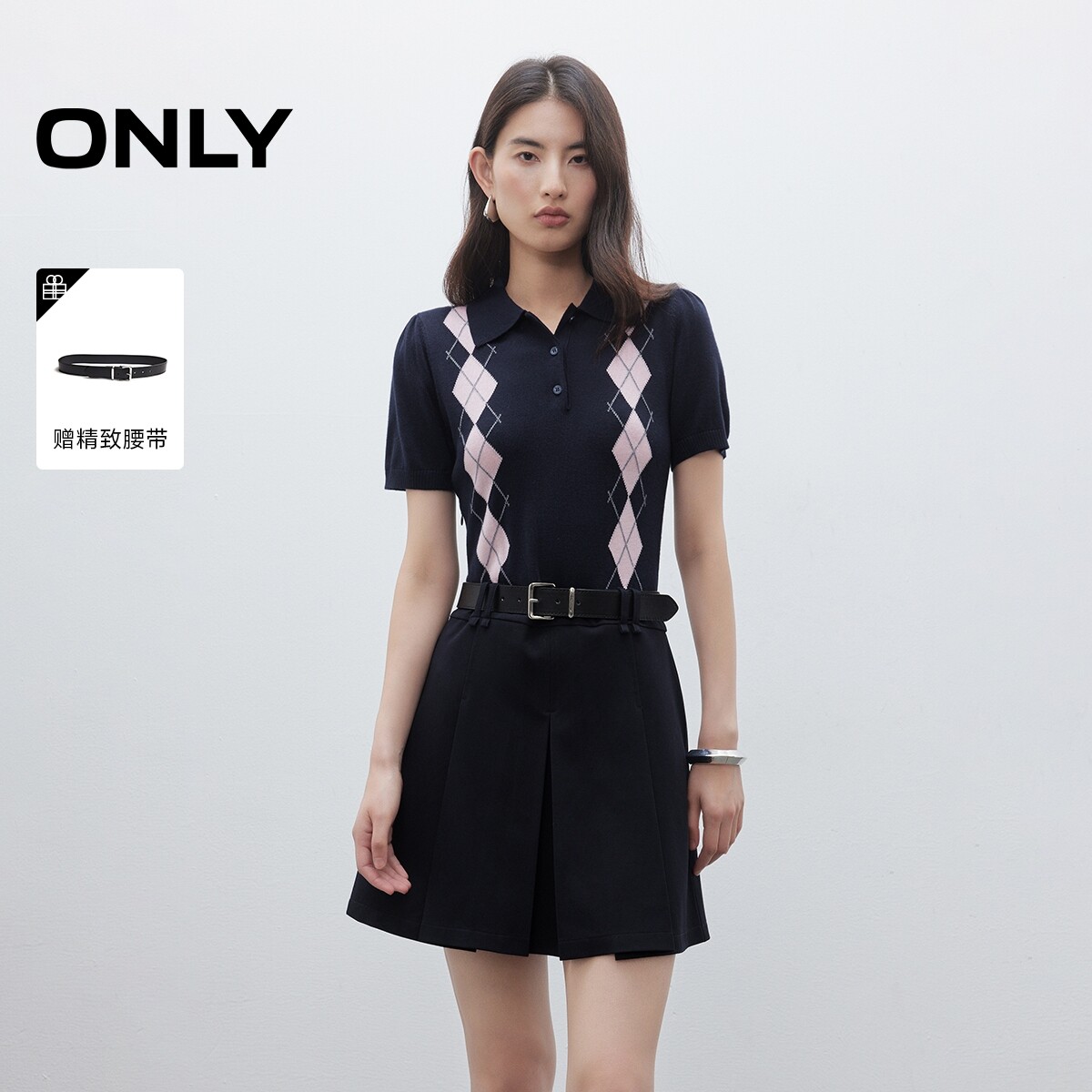 ONLY百褶假两件短裙连衣裙
