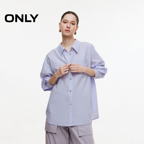 ONLY露背立体蝴蝶结纯色长袖衬衫