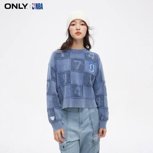 ONLY做旧设计落肩短款针织衫