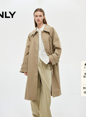 【ONLY奥莱】春季新款高智感翻领隐形门襟宽松中长款风衣外套女
