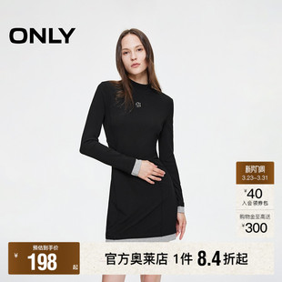 新款 春季 休闲简约立领拼色设计短裙连衣裙女 ONLY奥莱