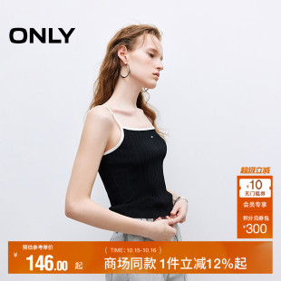 显瘦方领吊带针织衫 舒适亲肤撞色肩带修身 女 新款 ONLY奥莱2025秋季